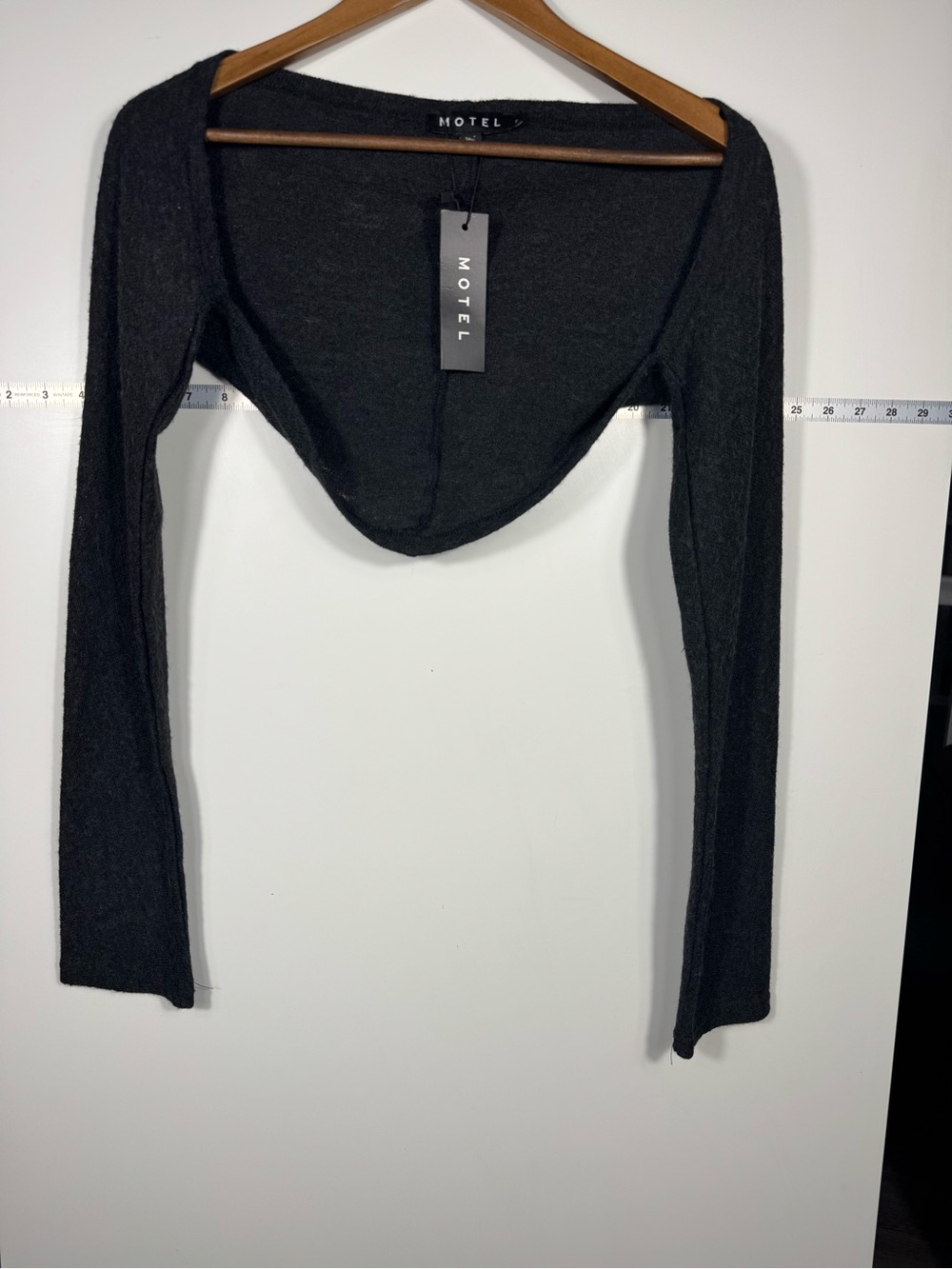 Motel Rocks Charcoal Gray Knit Bolero Shrug Long Sleeve Size S NWT